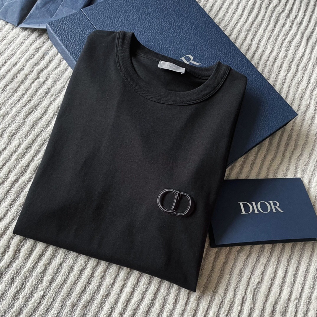 P219 Dior CD Letter-Embroidered T-Shirt