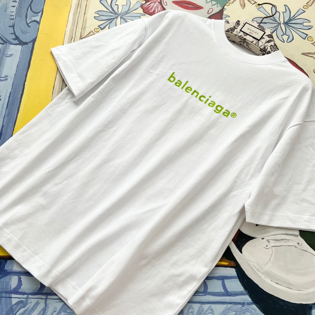 P219 Balenciaga Small Green-Letter T-Shirt