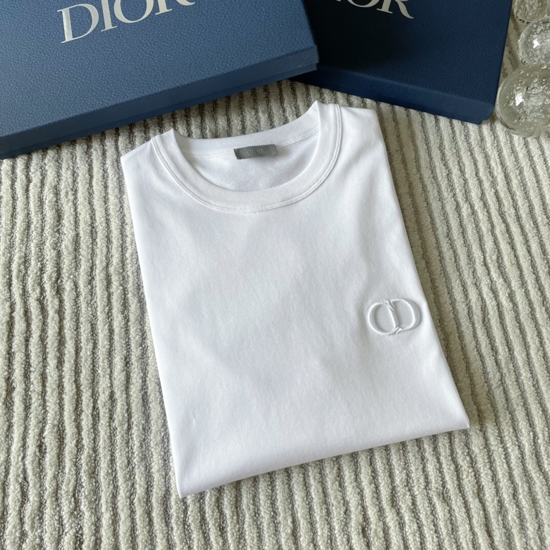 P219 Dior CD Letter-Embroidered T-Shirt