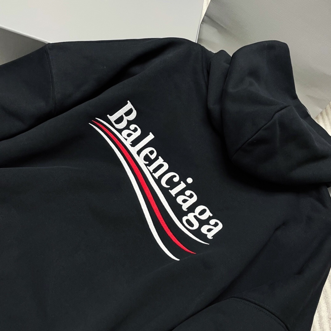 P369 Balenciaga Cola-Embroidered Hoodie - Black