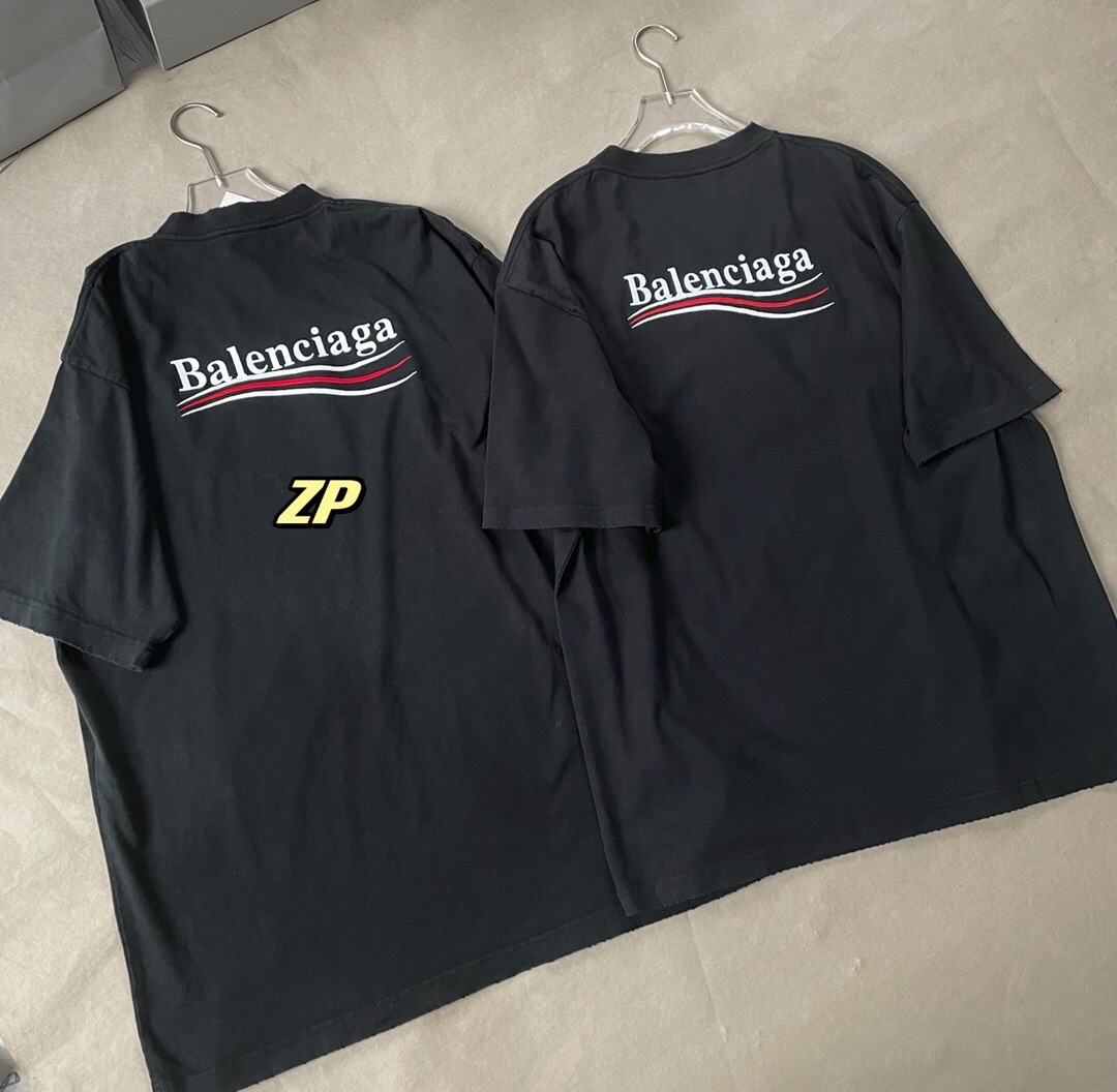 P239 Balenciaga Distressed Cola-Embroidered T-Shirt - Smoky Black