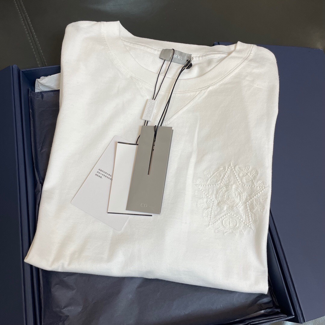 P219 Dior Star-Embroidered T-Shirt - White