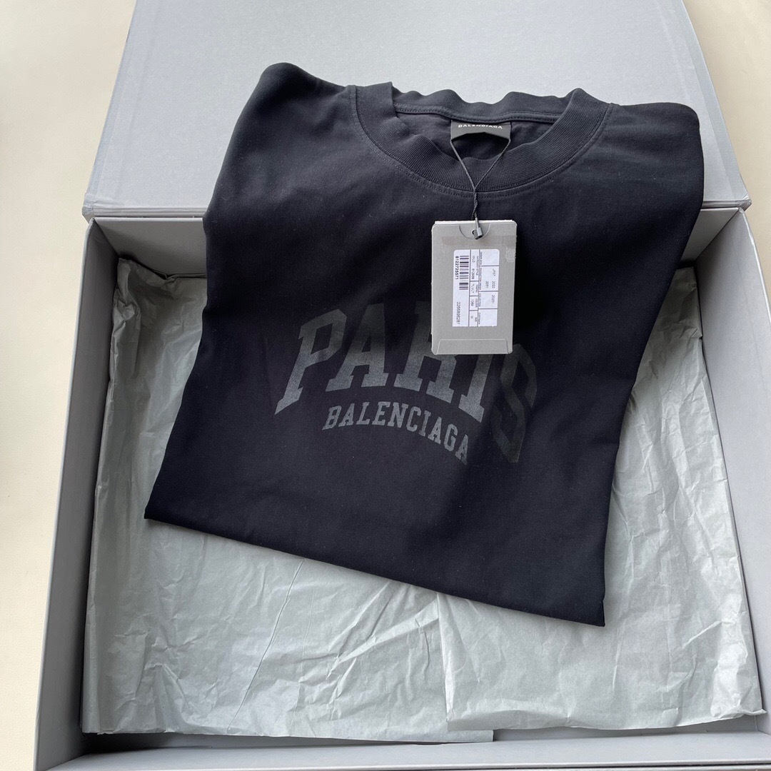 P209 Balenciaga PARIS-Print T-Shirt - All Black