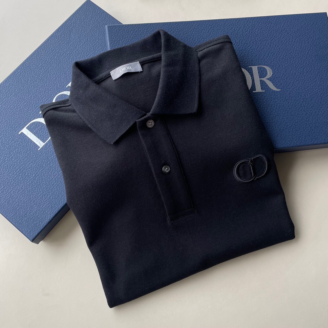 P239 Dior CD-Embroidered Polo Shirt - Black