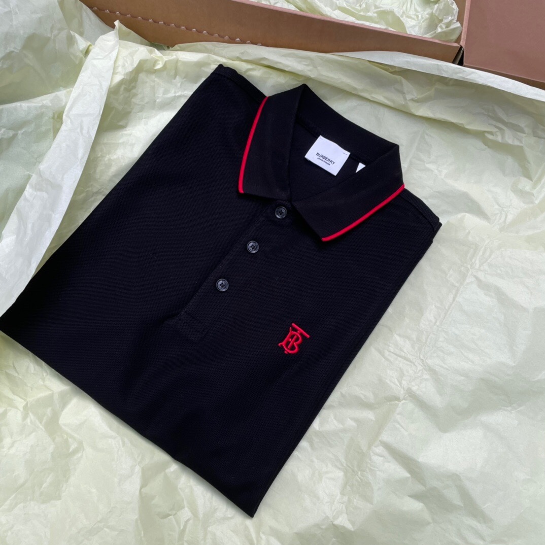 P289 Burberry Red-Label BT-Embroidered Polo Shirt - Black