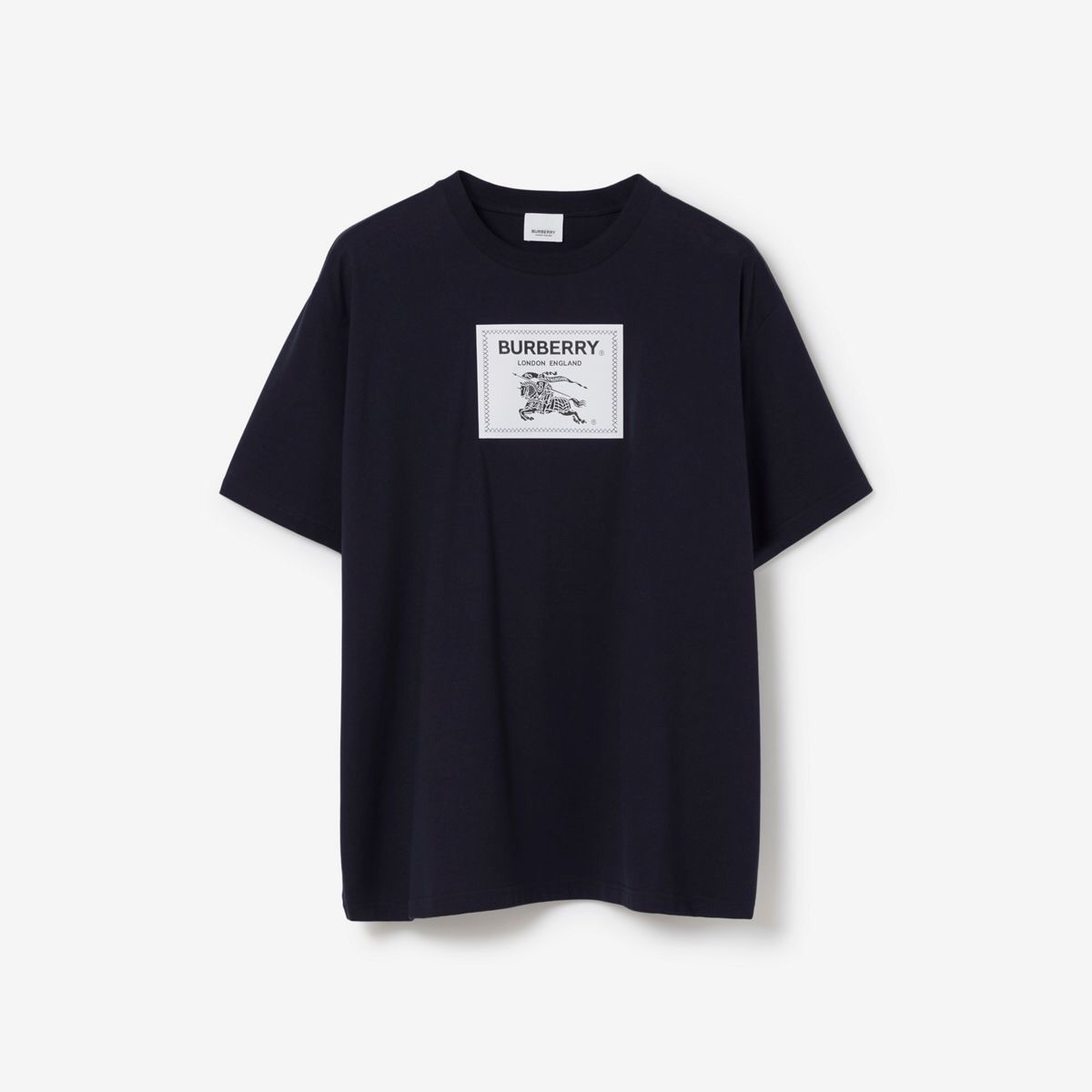 P229 Burberry Equestrian Transfer-Print T-Shirt - Black