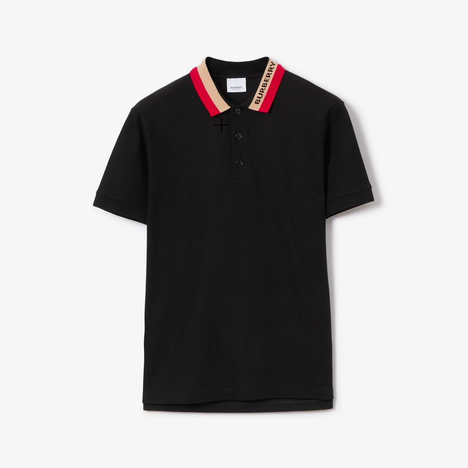 P289 Burberry Lettering-Panel Collar Polo Shirt