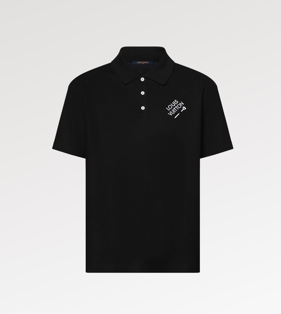 P275 Louis Vuitton Pin-Embroidered Polo Shirt - Black