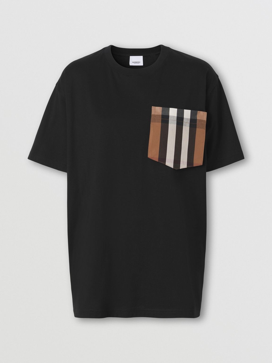 P209 Burberry Brown Check-Pocket T-Shirt - Black