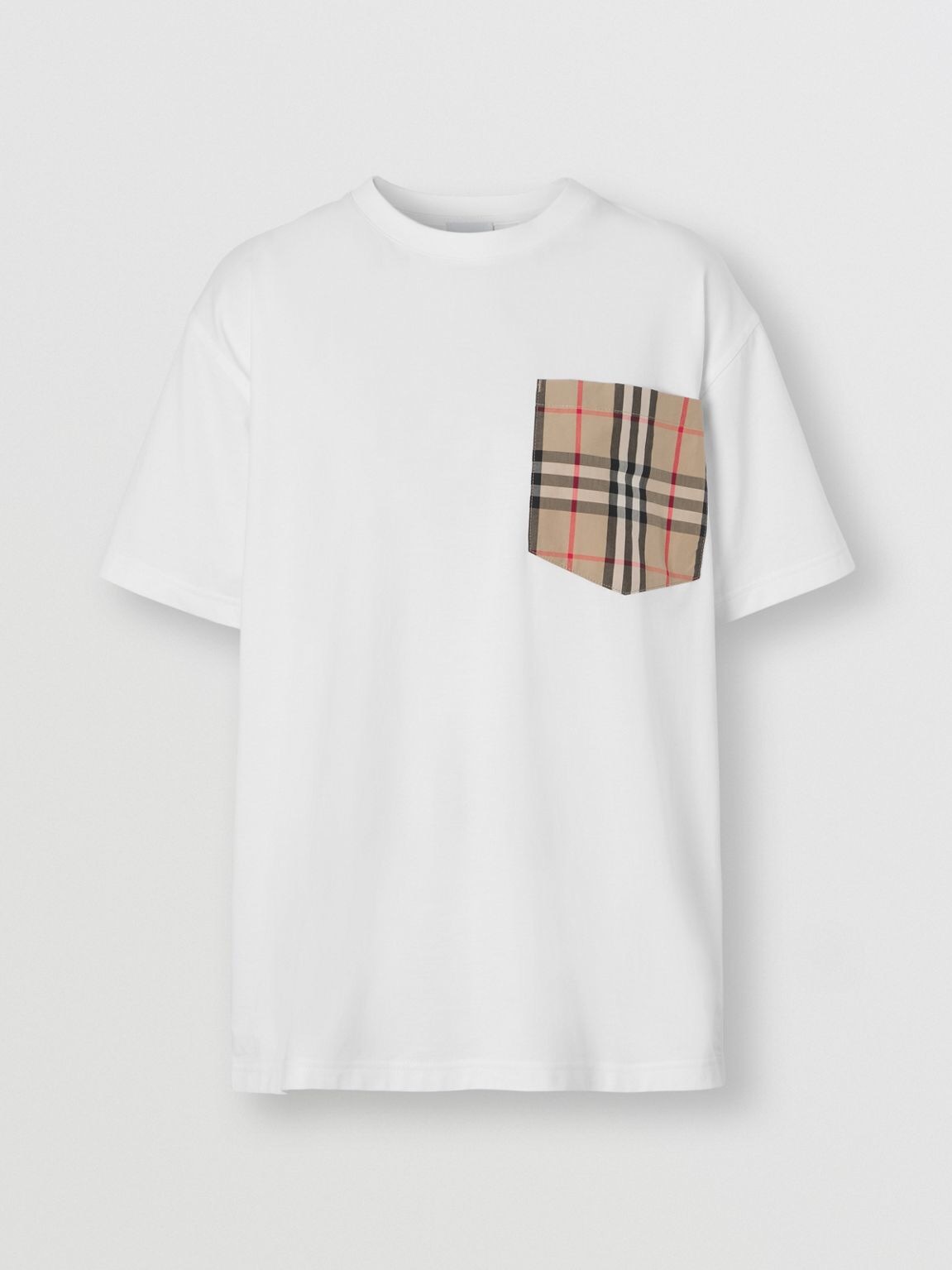 P209 Burberry Khaki Check-Pocket T-Shirt - White