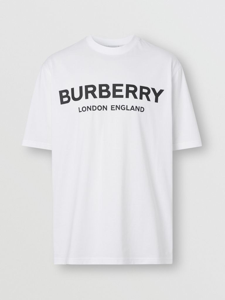 P209 Burberry Classic Letter-Print T-Shirt - White