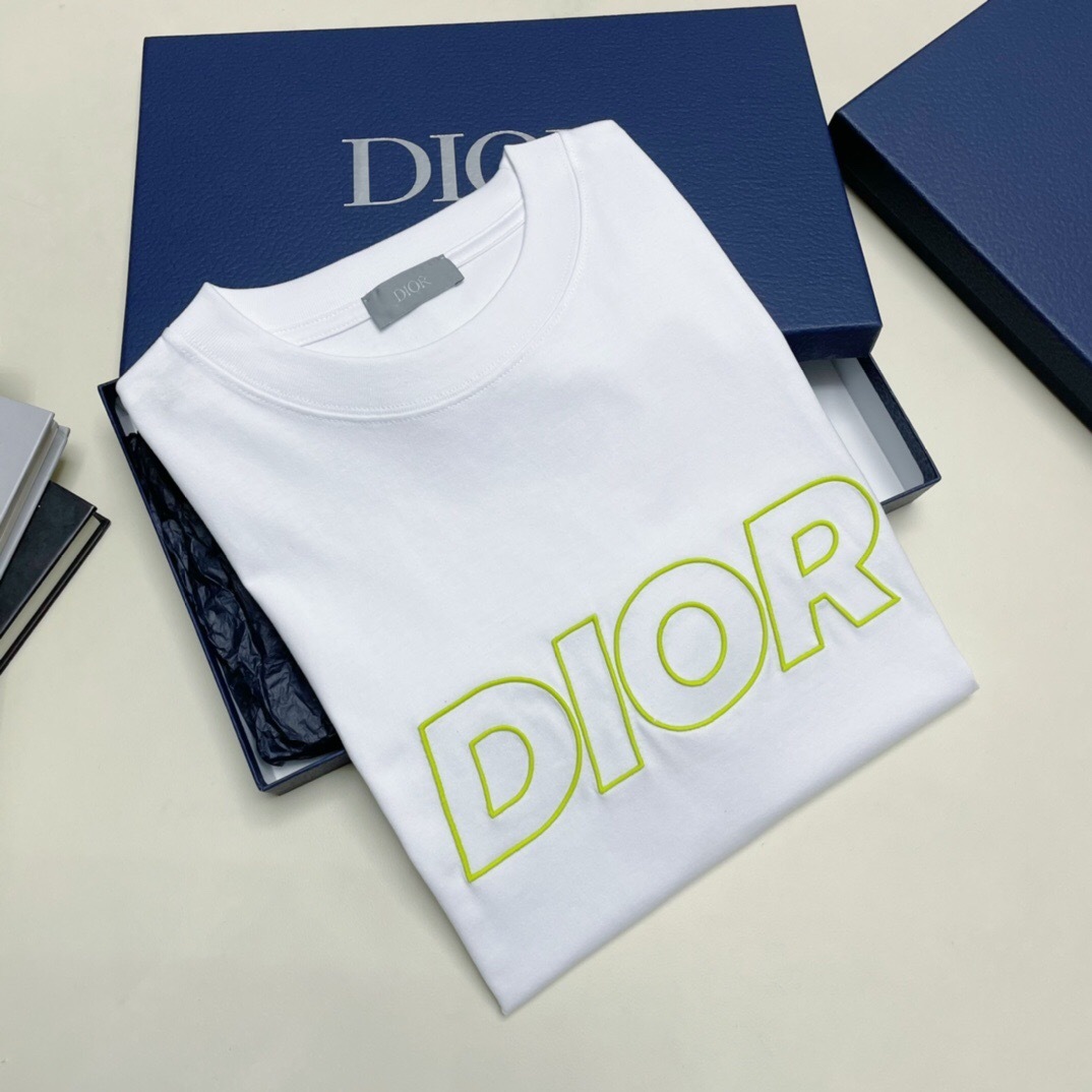 P229 Dior Openwork Letter-Embroidered T-Shirt - White