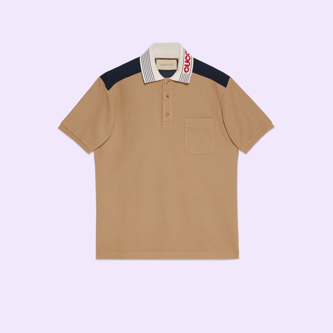 P339 Gucci Wide-Rib Panel Polo Shirt