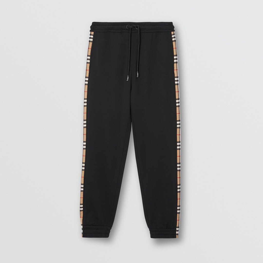 P359 Burberry Side-Check Trousers - Black