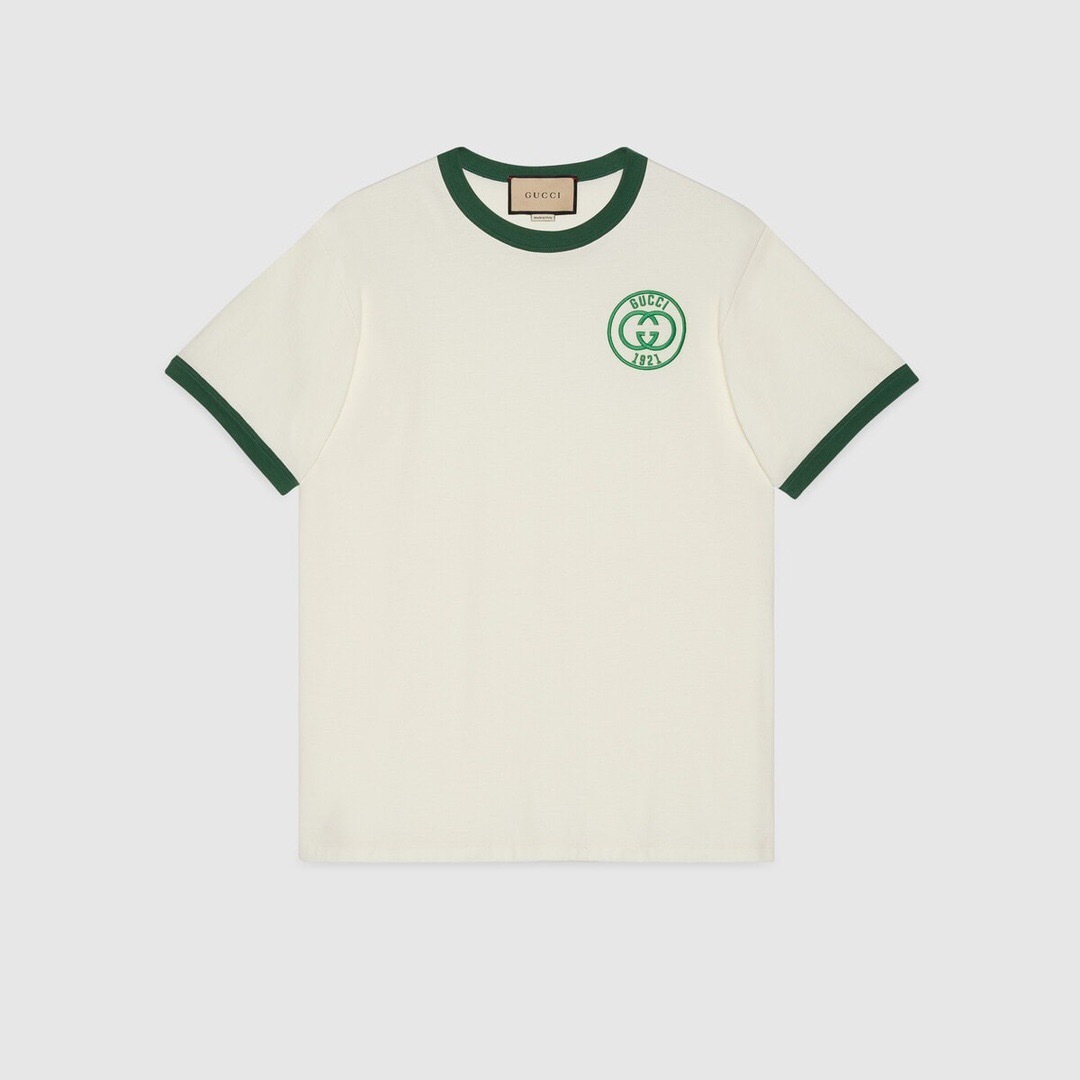 P219 Gucci Interlocking GG-Embroidered T-Shirt - White