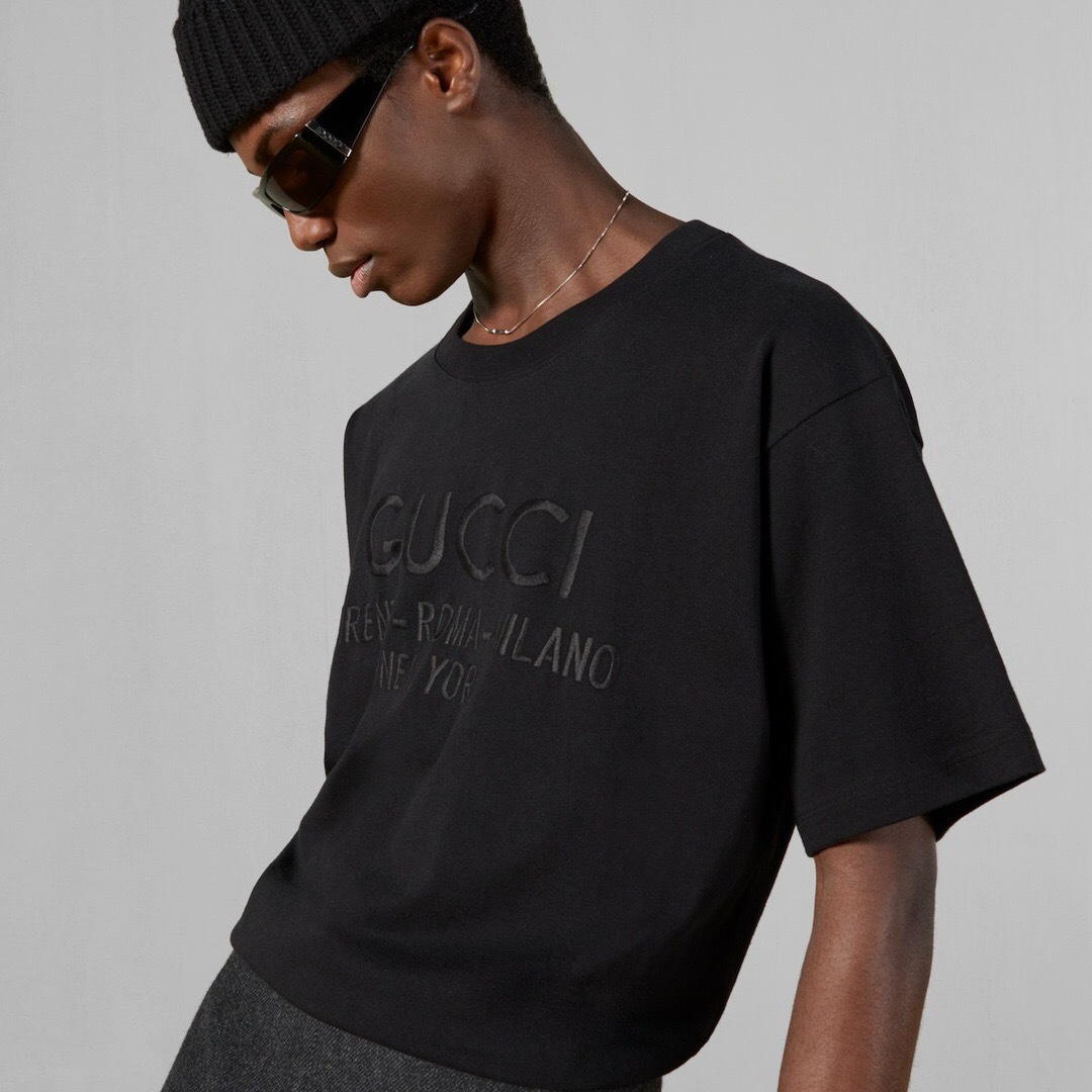 P229 Gucci City-Embroidered T-Shirt - Black