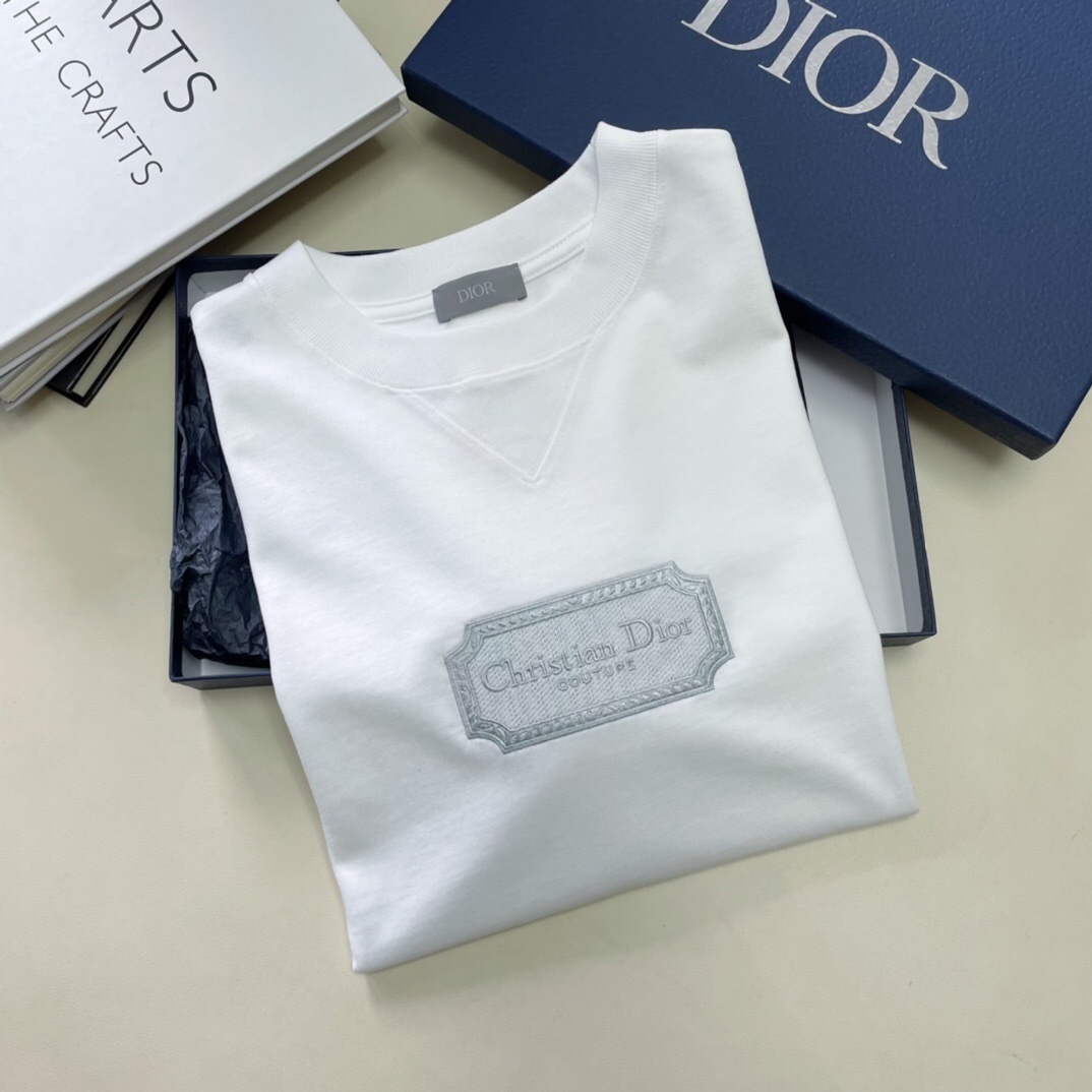 P229 Dior CD Square-Embroidered T-Shirt - White