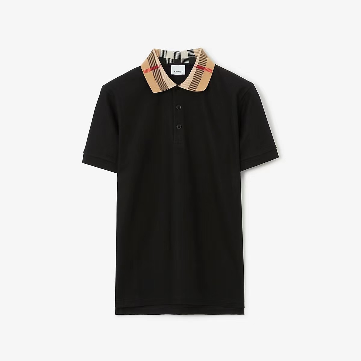 P299 Burberry Check-Collar Polo Shirt - Black