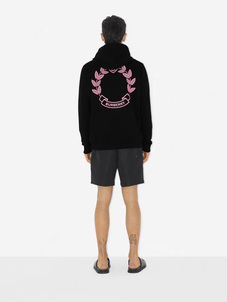 P369 Burberry Pink Oak-Leaf Hoodie - Black