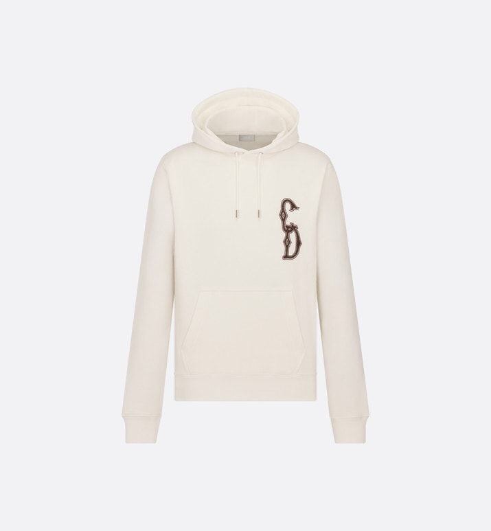 P359 Dior CD Metallic-Thread Embroidered Hoodie - Off-White