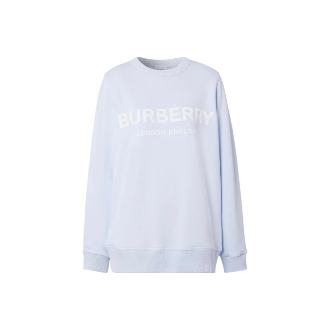 P339 Burberry Letter-Print Crewneck Top - Light Blue