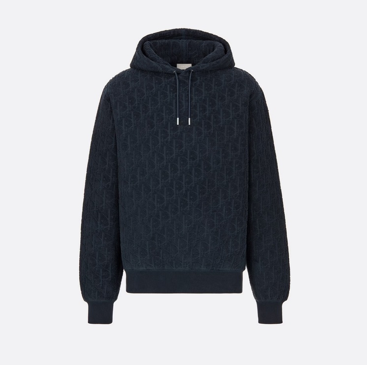 P419 Dior Layered Terry Hoodie - Dark Blue
