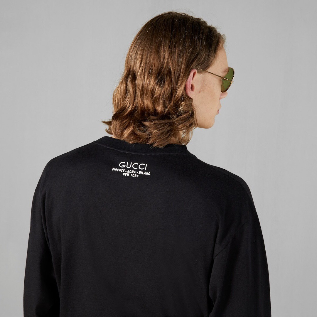 P209 Gucci Small Back-Lettering Long-Sleeve T-Shirt - Black