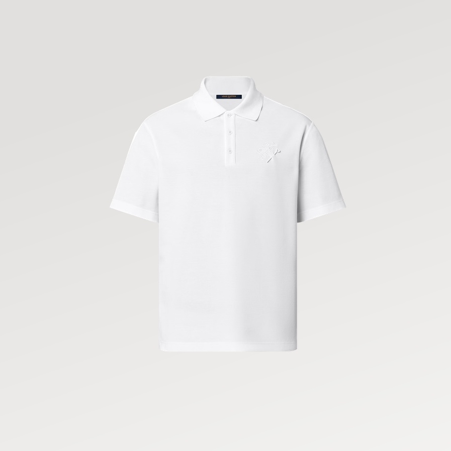 P289 Louis Vuitton Pin-Embroidered Polo Shirt - White