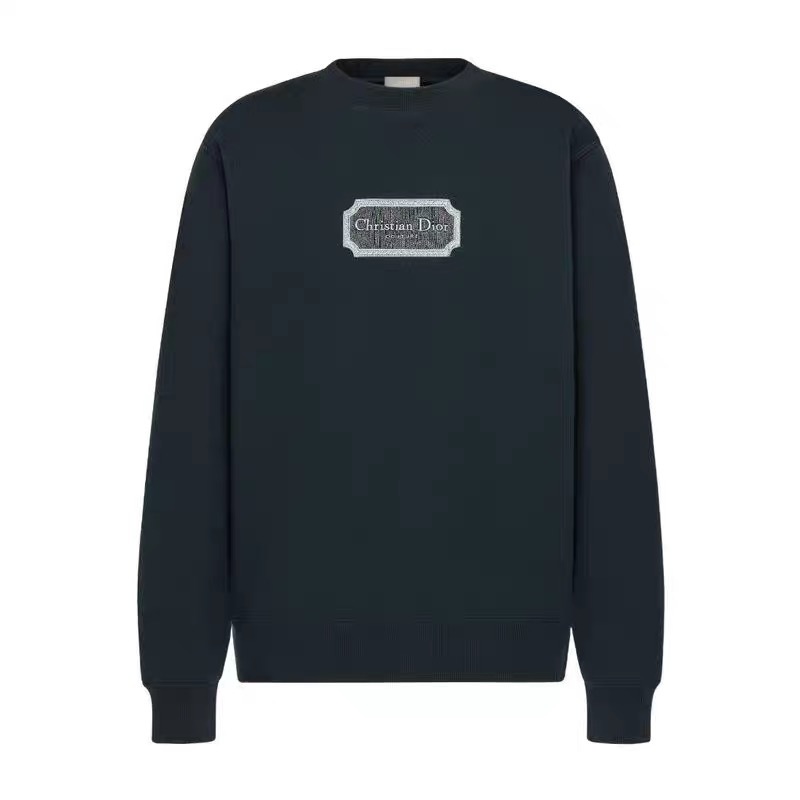 P368 Dior Square-Embroidered Sweatshirt - Dark Blue