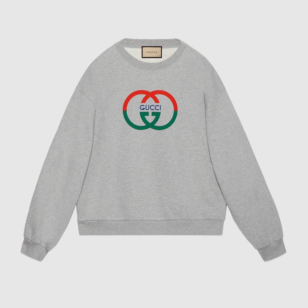 P359 Gucci Red-and-Green G Sweatshirt - Grey