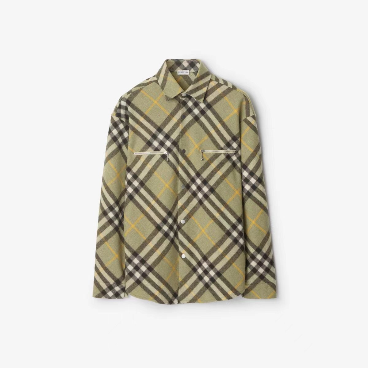 P599 Burberry Check Wool-Blend Overshirt