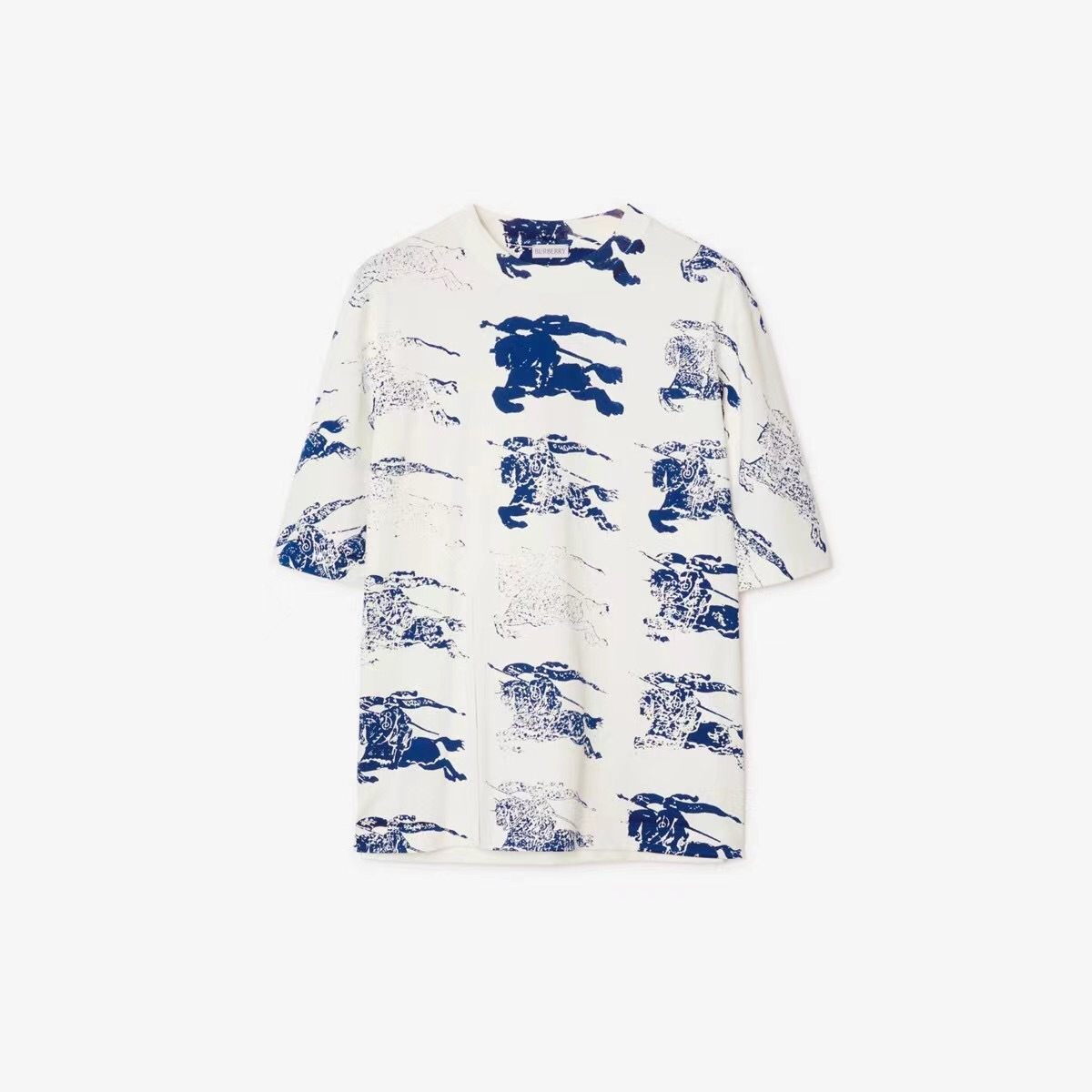 P239 Burberry Equestrian Ink-Stamp T-Shirt - White