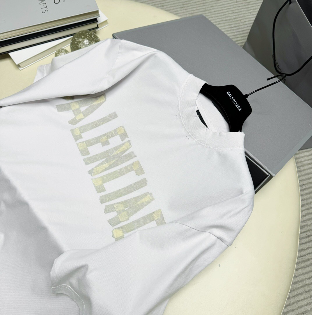 P249 Balenciaga BA Front-and-Back Tape T-Shirt - White