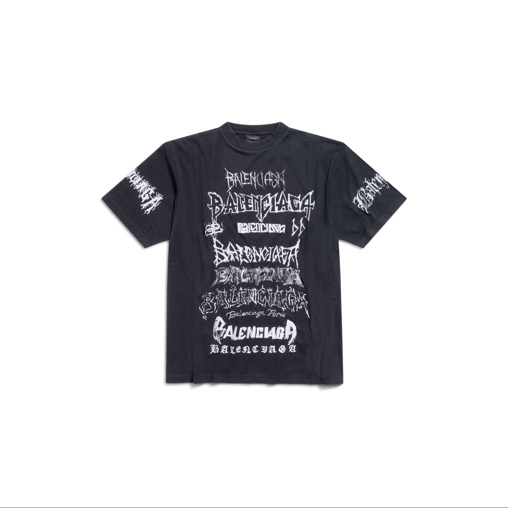P229 Balenciaga DIY Metallic-Outline Lettering T-Shirt - Black