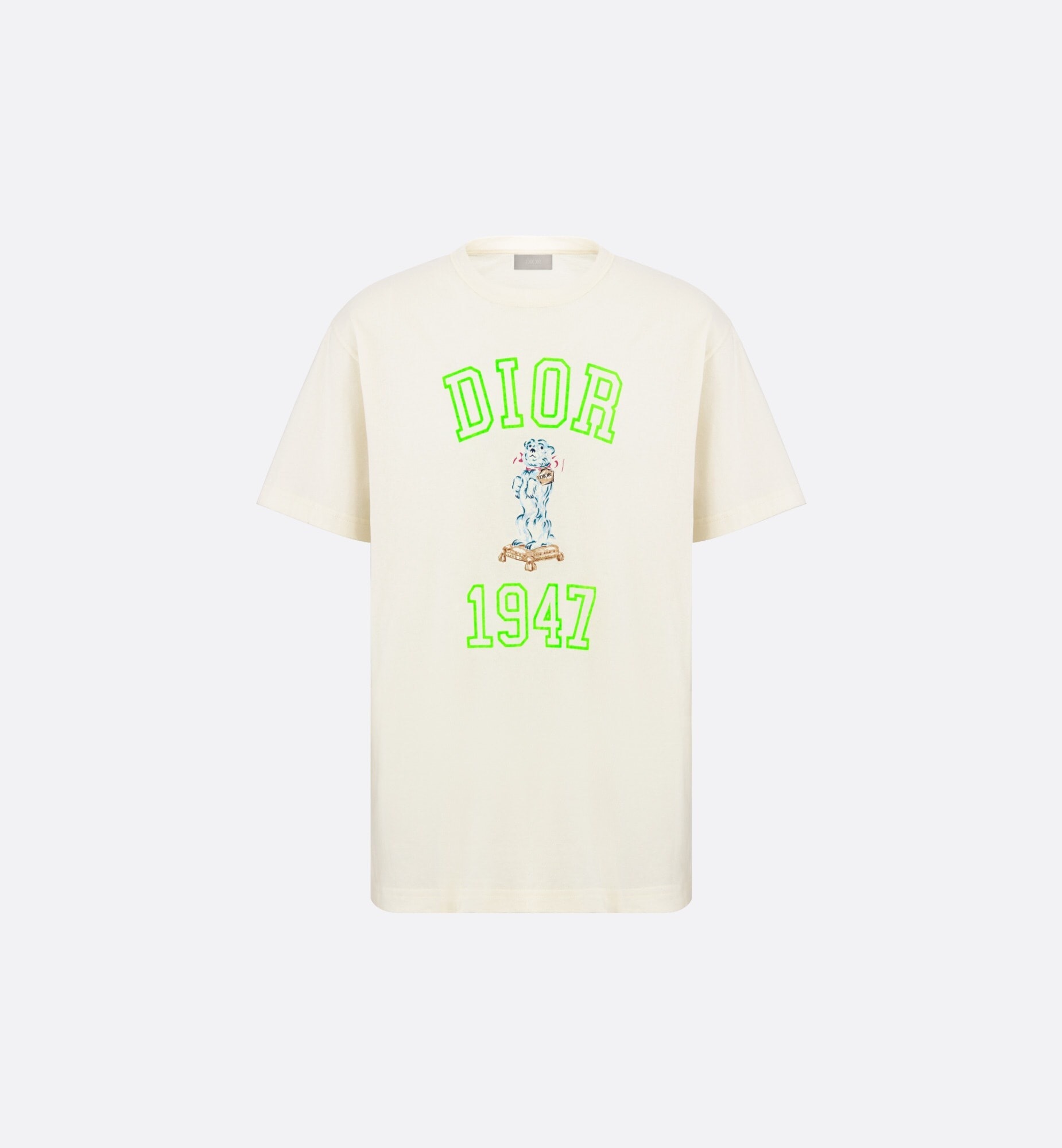 P259 Dior Flocked Dog T-Shirt - Cream