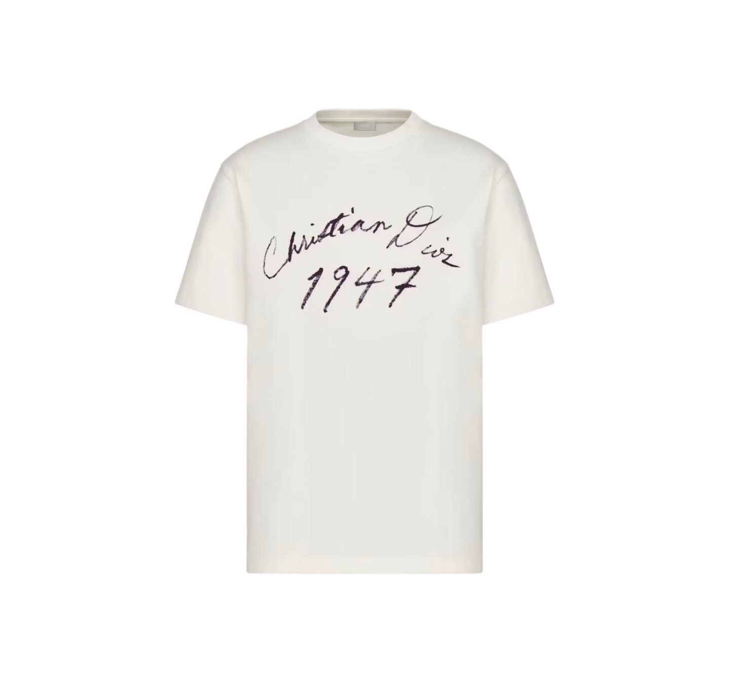 P219 Dior Flocked Signature T-Shirt - Off-White