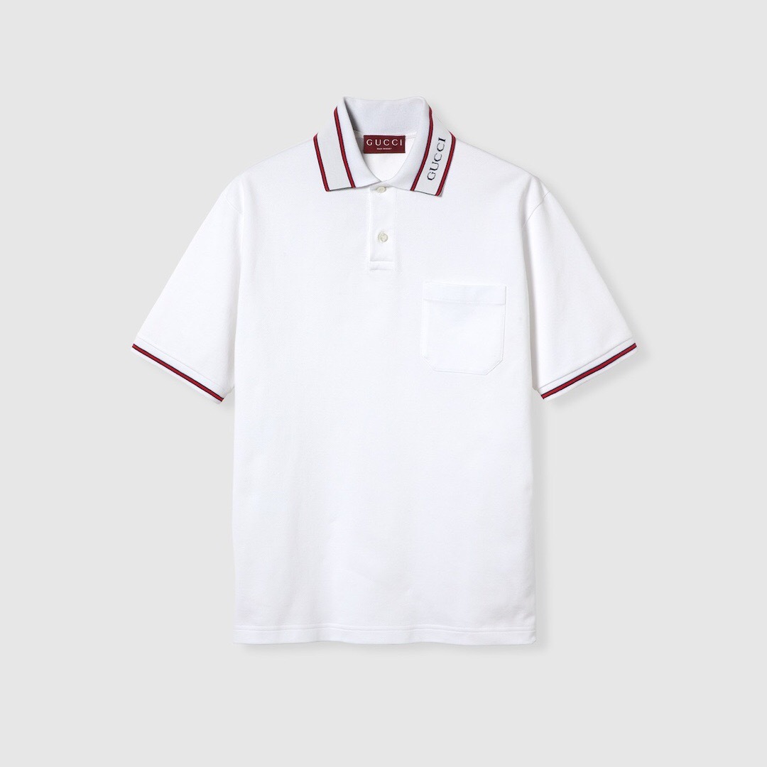P299 Gucci Red-and-Black Striped Polo Shirt