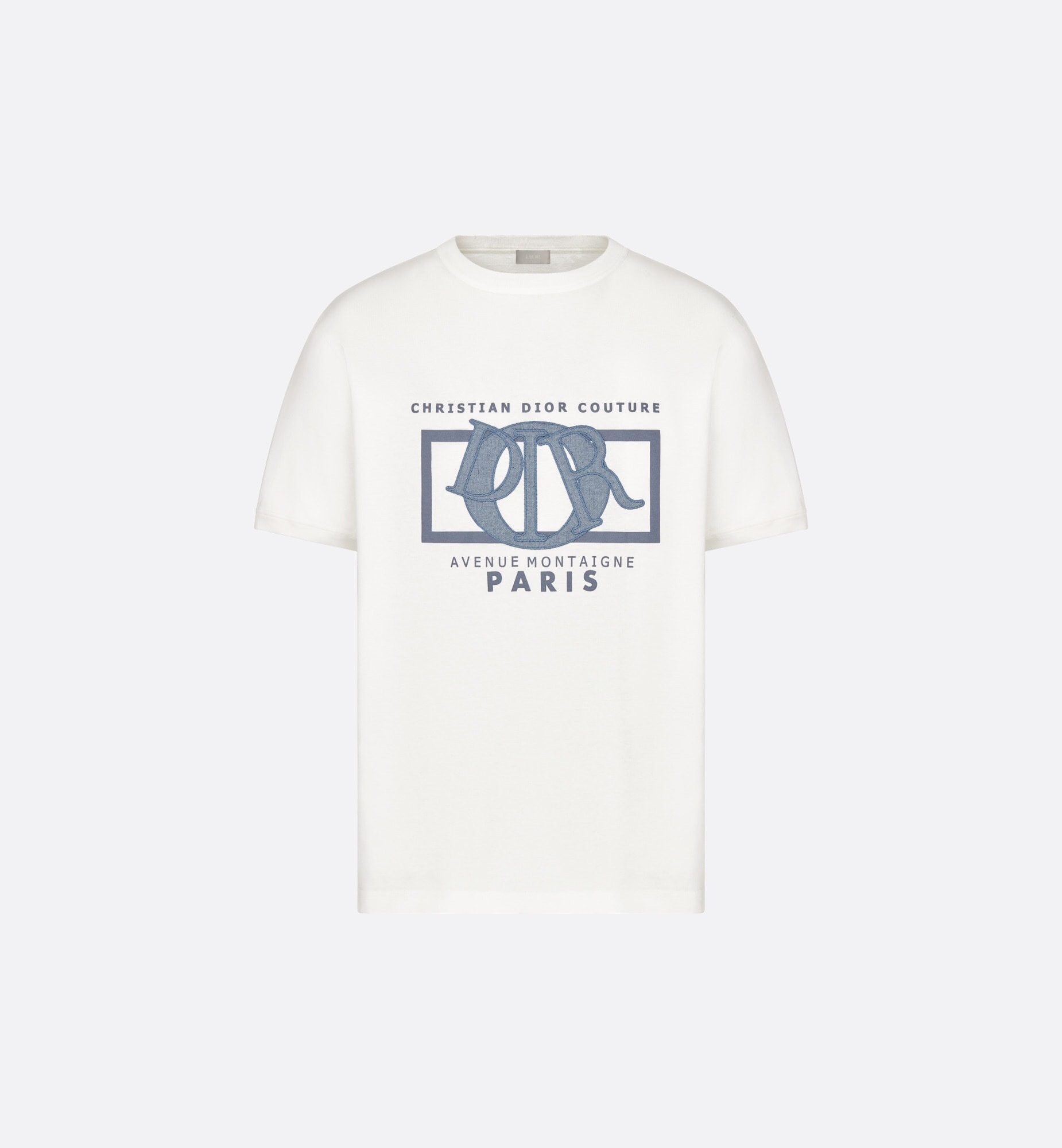 P239 Dior Printed Applique Embroidered T-Shirt - White