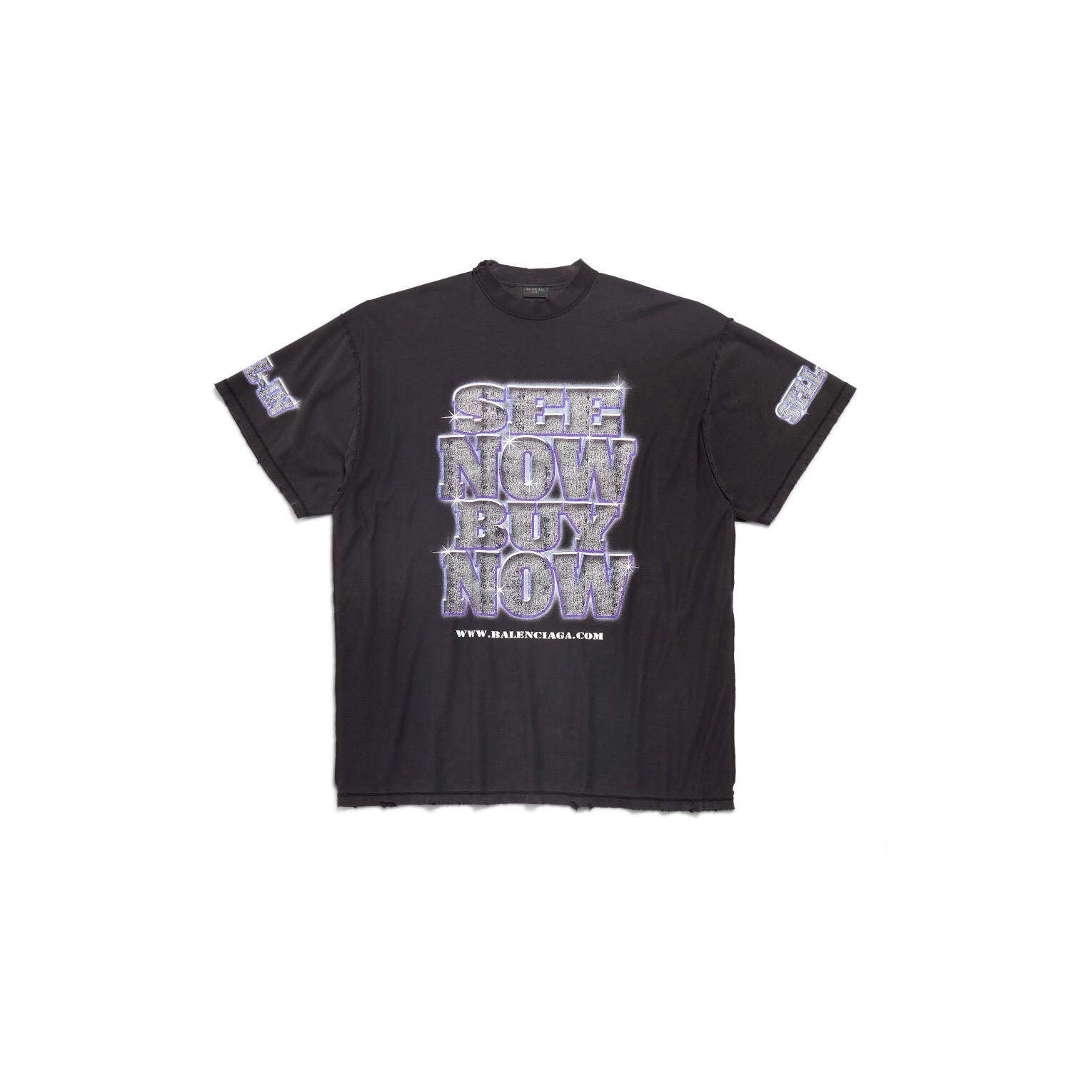 P249 Balenciaga Paris Diamond-Print T-Shirt - Dark Grey