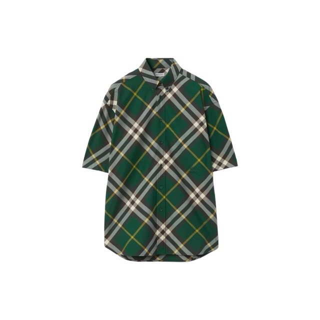 P359 Burberry Check Short-Sleeve Shirt - Green