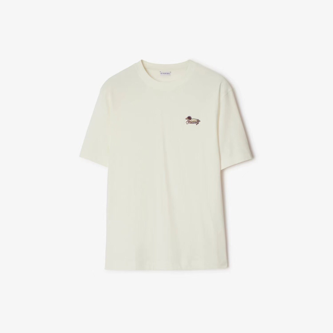 P209 Burberry Waterbird-Embroidered T-Shirt - White