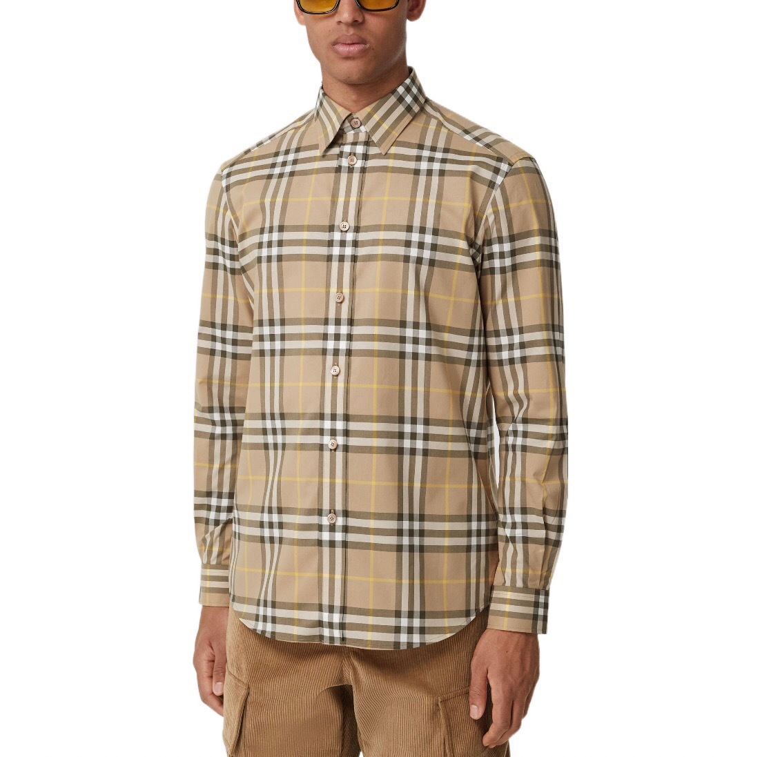 P389 Burberry Check Shirt - Light Yellow