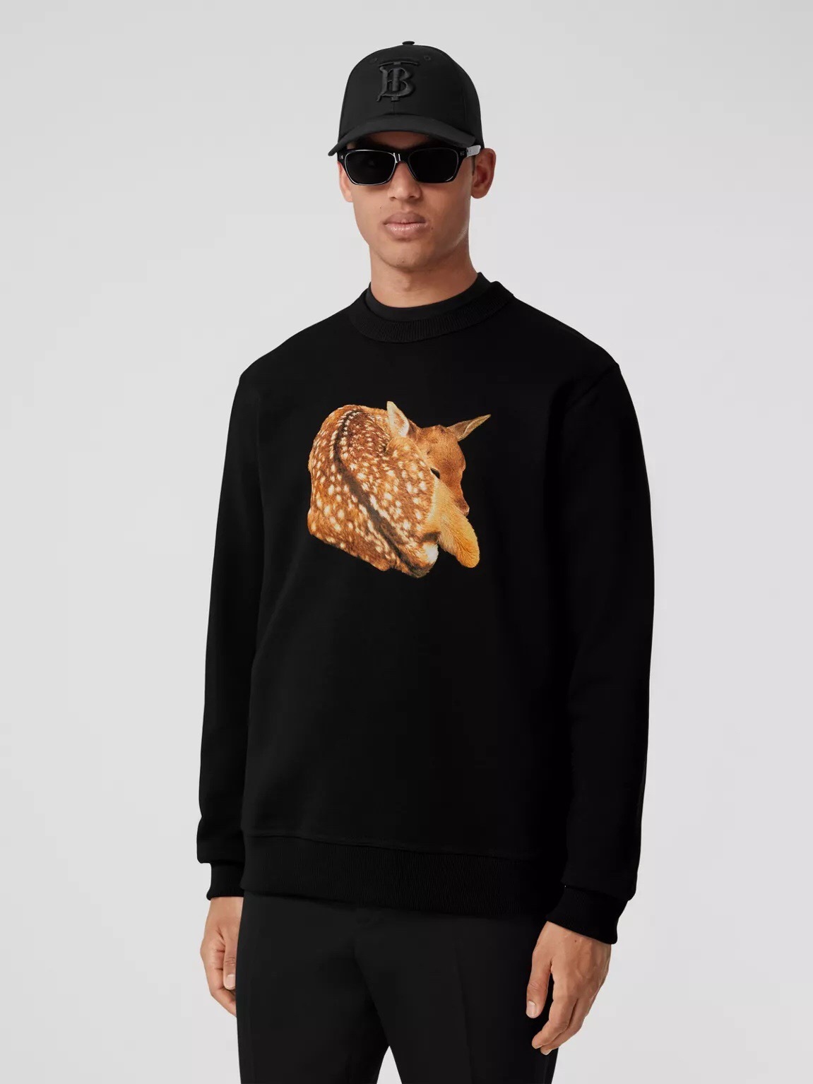 P379 Burberry Deer-Print Crewneck Sweatshirt