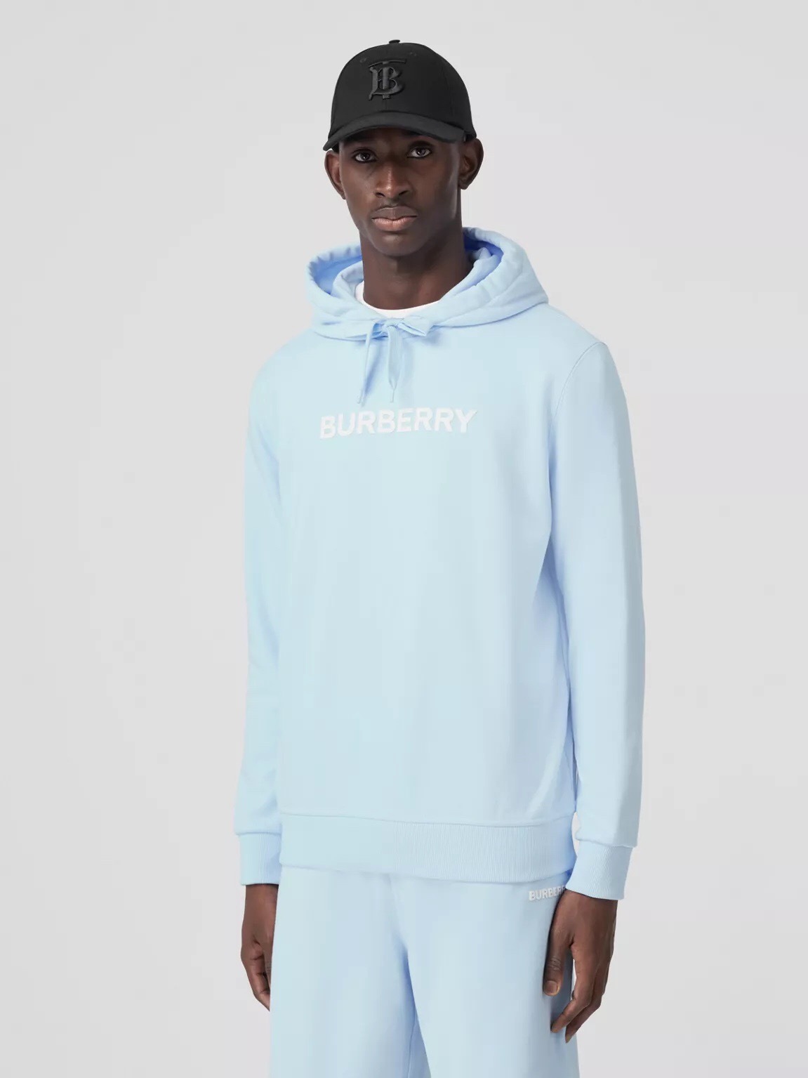 P369 Burberry Puff-Lettering Hoodie - Light Blue