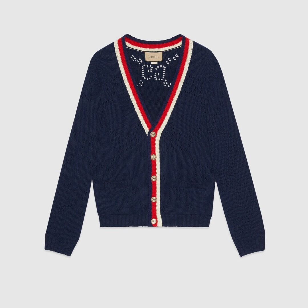 P468 Gucci GG Openwork Cardigan