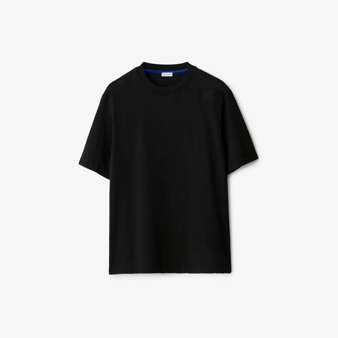 P229 Burberry Equestrian Applique Embroidered T-Shirt - Black