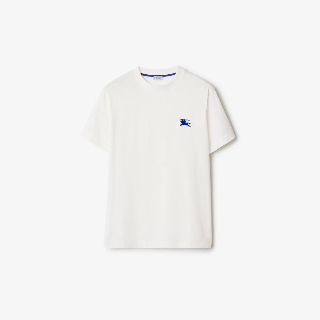 P219 Burberry Blue Knight-Embroidered T-Shirt - White