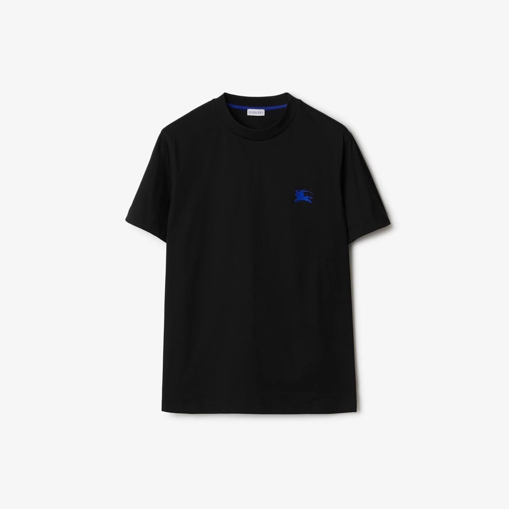 P219 Burberry Blue Knight-Embroidered T-Shirt - Black