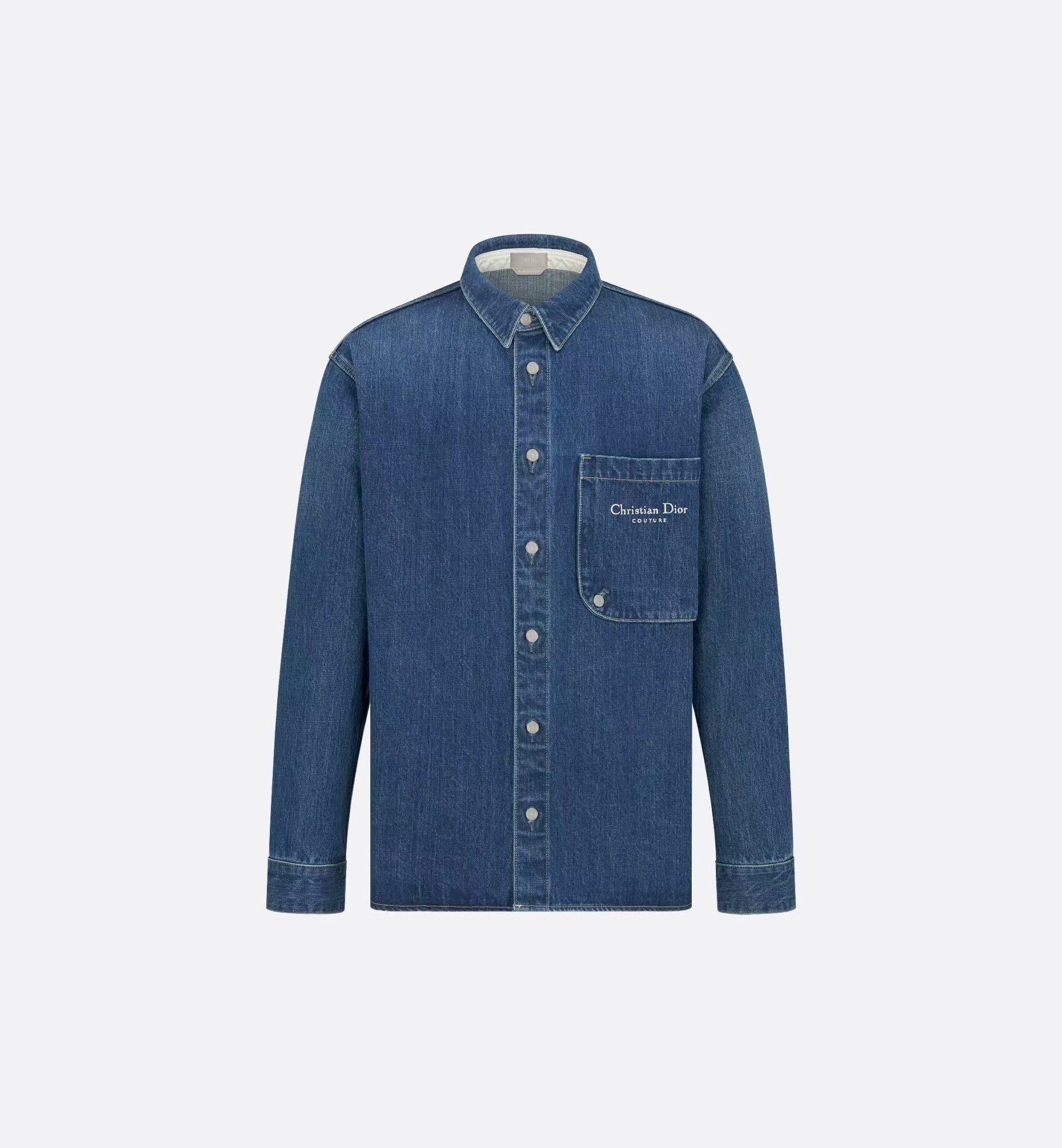 P439 Dior Small-Letter Embroidered Denim Shirt