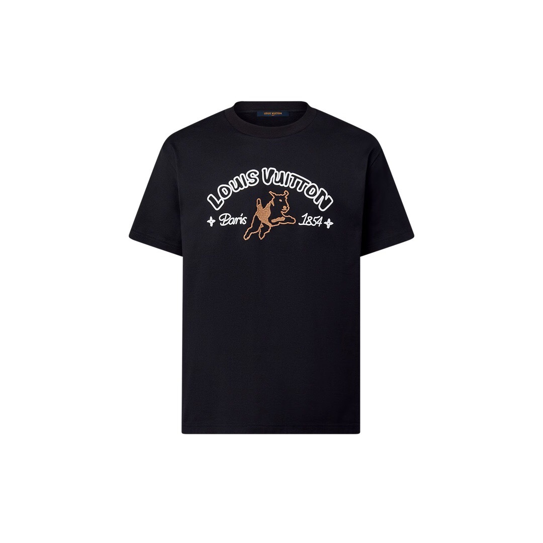 P279 Louis Vuitton Dog-Embroidered T-Shirt